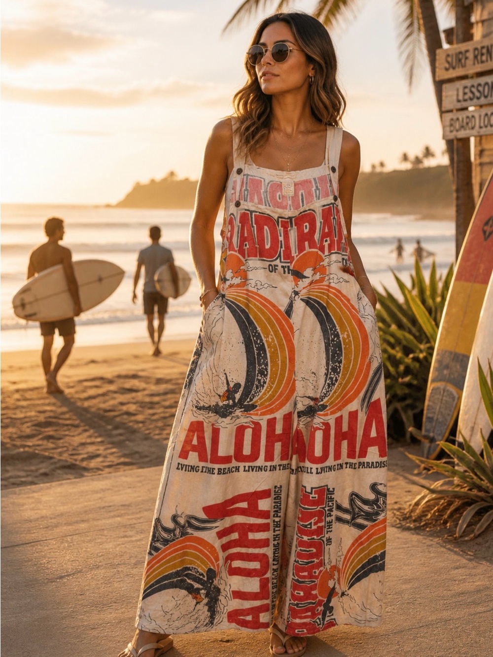 Aloha Graphic Beach Maxi Jumper Dress